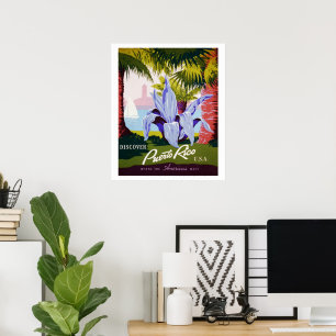 Altes Reiseplakat, Entdecken Sie Puerto Rico! Poster