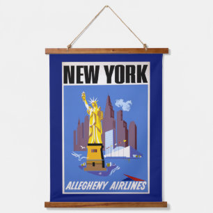 Altes Reiseplakat für Allegheny Airlines Wandteppich Mit Holzrahmen