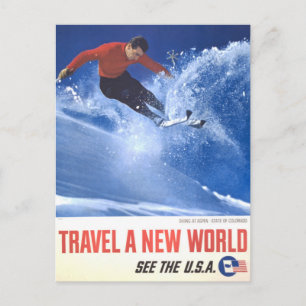 Altes Reiseplakat für Aspen, Colorado Postkarte