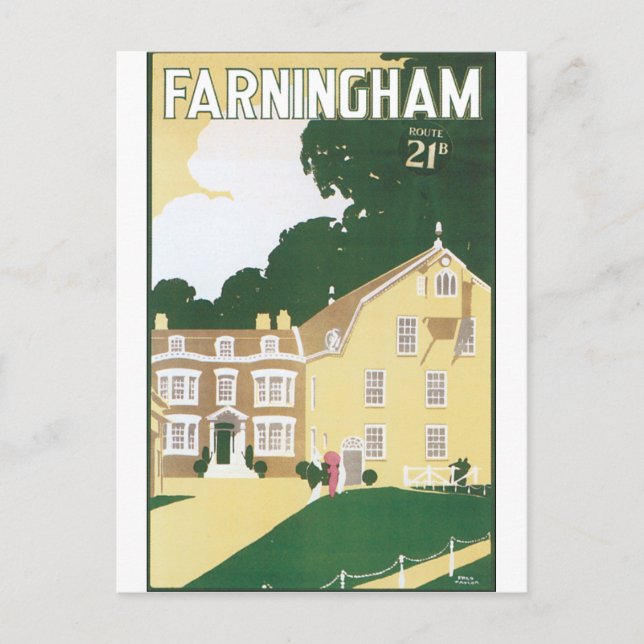 Altes Reiseplakat für Farningham Postkarte (Vorderseite)