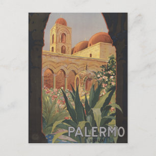 Altes Reiseplakat für Palermo, Italien. Postkarte