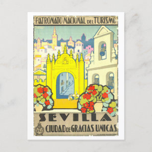 Altes Reiseplakat für Sevilla in Spanien Postkarte