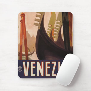 Altes Reiseplakat mit einem Kanal in Venedig Mousepad
