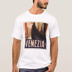 Altes Reiseplakat mit einem Kanal in Venedig T-Shirt