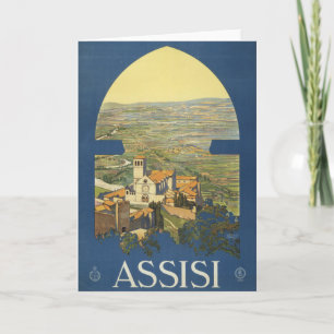 Altes Reiseplakat von Assisi, Italien Karte