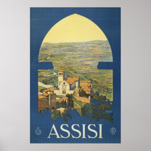 Altes Reiseplakat von Assisi, Italien Poster