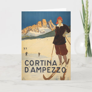 Altes Reiseplakat von Cortina D'ampezzo, Italien Karte