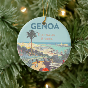 Altes Reiseposter Genua Italienische Riviera 1931 Keramik Ornament