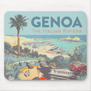 Altes Reiseposter Genua Italienische Riviera 1931 Mousepad