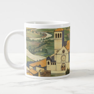 Altes Reiseposter von Assisi, Italien Jumbo-Tasse