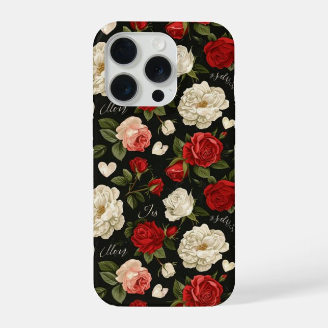 Altes Rosenmuster iPhone 15 Pro Hülle (Rückseite)