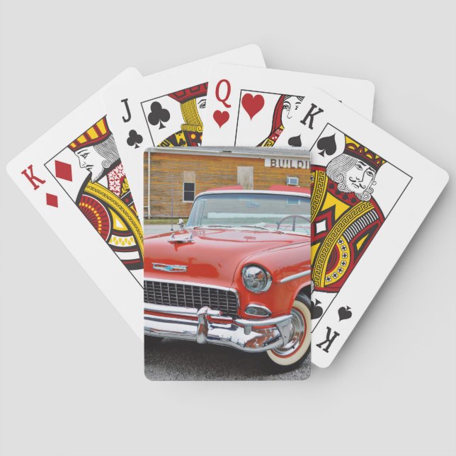 Altes Rot-Bel-Air-Cabrio Nah Spielkarten (Rückseite)