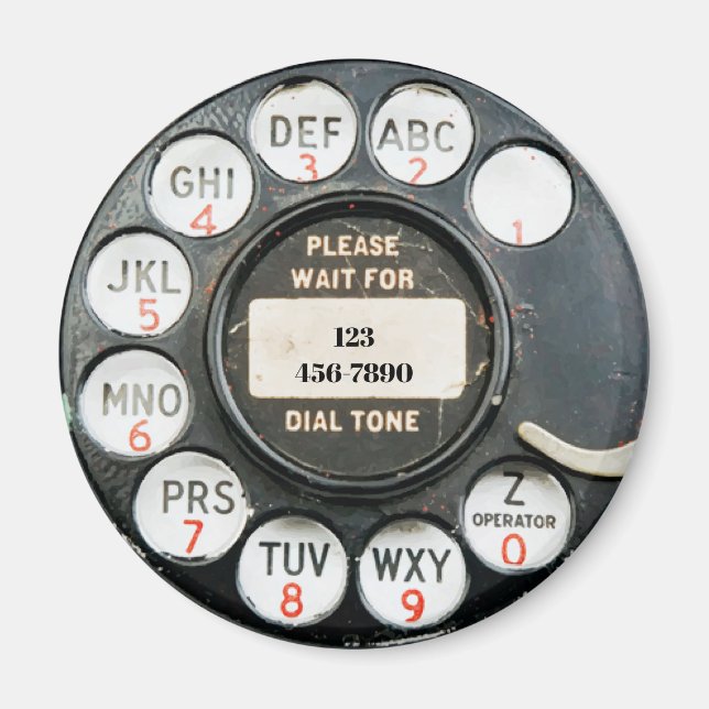 Altes Rotary-Telefongespräch, Zahl hinzufügen, Magnet (Vorne)
