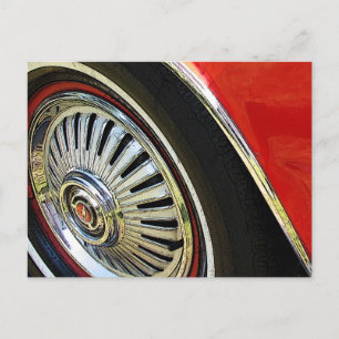 Altes rotes Auto mit Hubcap - Postkarte