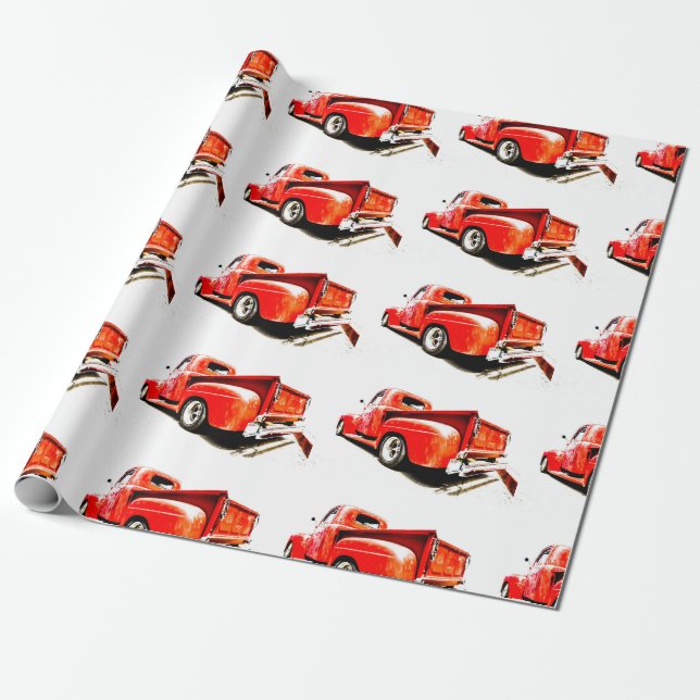 Altes rotes Lkw-Wrapper Geschenkpapier (Ungerollt)