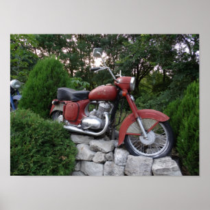 Altes rotes Motorradposter Poster