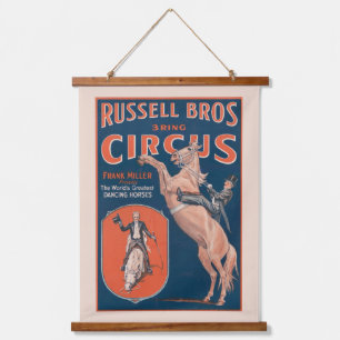 Altes Russell Brothers Zirkusposter. Wandteppich Mit Holzrahmen