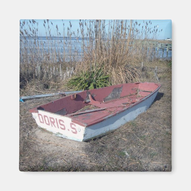 Altes Rustikales Ruderboot Magnet (Vorne)