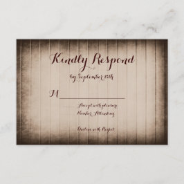 Altes Rustikales Stallholz Land Hochzeit RSVP Kart Karte