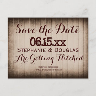 Altes rustikales Stallholz Save the Date Postkarte