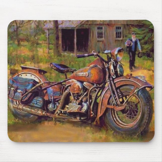Altes Rusty Motorrad Kunstvoll wandern Mousepad (Vorne)