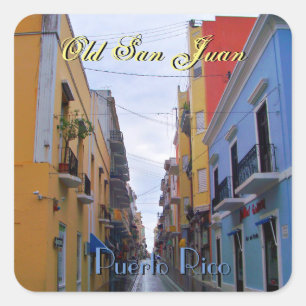 Altes San Juan Puerto Rico Farbige Häuser Quadratischer Aufkleber
