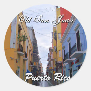 Altes San Juan Puerto Rico Farbige Häuser Runder Aufkleber