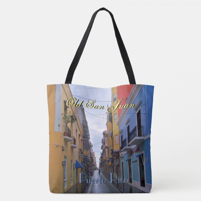Altes San Juan Puerto Rico Farbige Häuser Tasche (Rückseite)