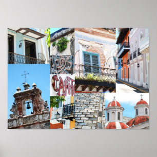 Altes San Juan, Puerto Rico - Foto-Collagen-Plakat Poster
