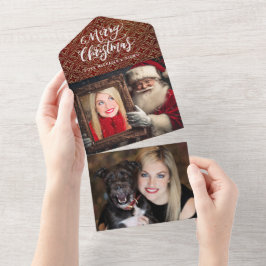 Altes Santa Holding Portrait | Luxe Two Foto All In One Einladung