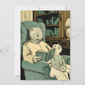 Altes Schaf las ein Buch an ein junges Schaf Einladung