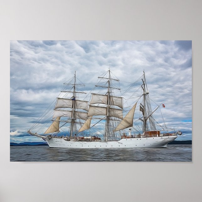 Altes Schiff auf hoher See bemalt Poster (Vorne)