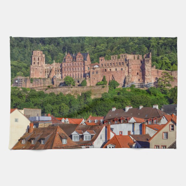 Altes Schloss in Heidelberg, Deutschland Geschirrtuch (Horizontal)