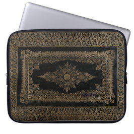 Altes schwarzes Leder und Rose Gold Laptopschutzhülle