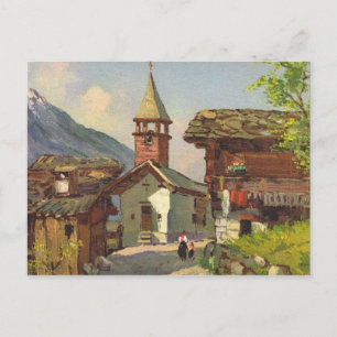 Altes Schweiz-Dorf im Wallis Postkarte