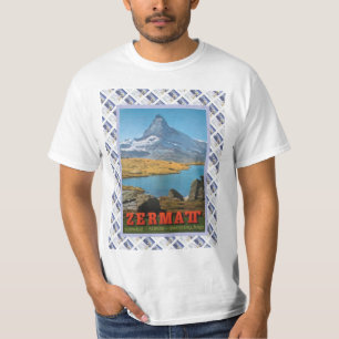 Altes Schweizer Bahnplakat Zermatt, Matterhorn T-Shirt
