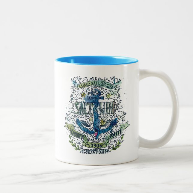 Altes Seemann-Anker-Plakat Zweifarbige Tasse (Rechts)