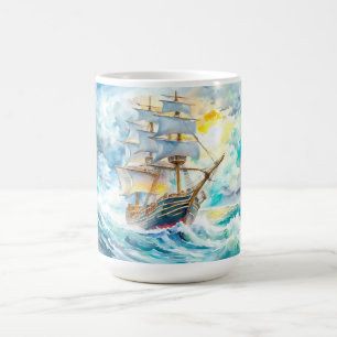 Altes Segelboot im Sturm  Kaffeetasse