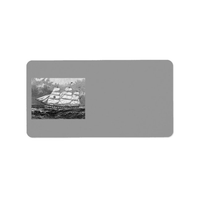 Altes Segelschiff-Adressetikett Adressaufkleber (Vorne)