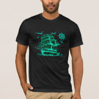 Altes Segelschiff mit grüner Grafik