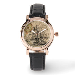 Altes Segelschiff und Kartenwache Armbanduhr