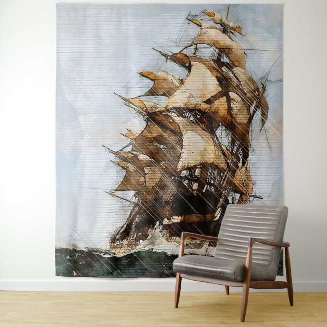 Altes Segelschiff Wandteppich (Beispiel)