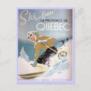 Altes Skiplakat, Quebec Postkarte