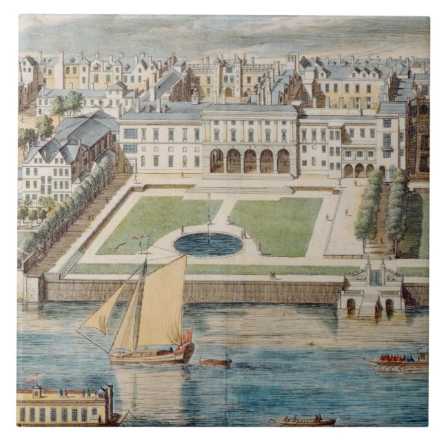 Altes Somerset-Haus auf dem Strang, graviert von Fliese (Vorderseite)