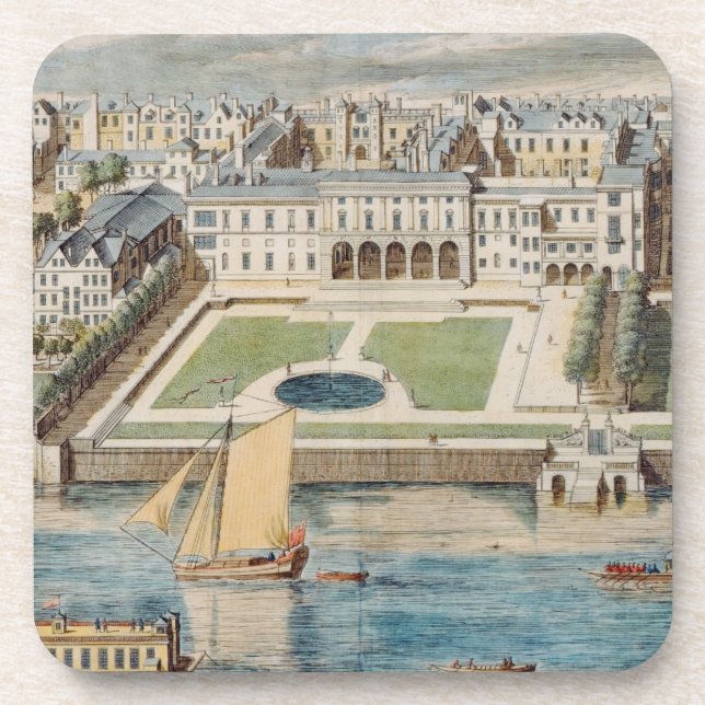Altes Somerset-Haus auf dem Strang, graviert von Untersetzer (Vorderseite)