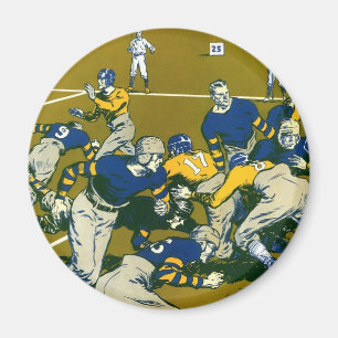 Altes Sport-Football-Spiel, Gold- gegen Blaue Mann Magnet