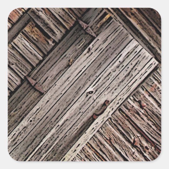 Altes Stallholz Abstrakt Quadratischer Aufkleber (Vorderseite)