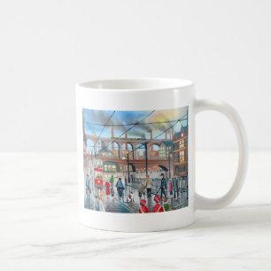 Altes Stockportviaduct-Zug-Ölgemälde Kaffeetasse