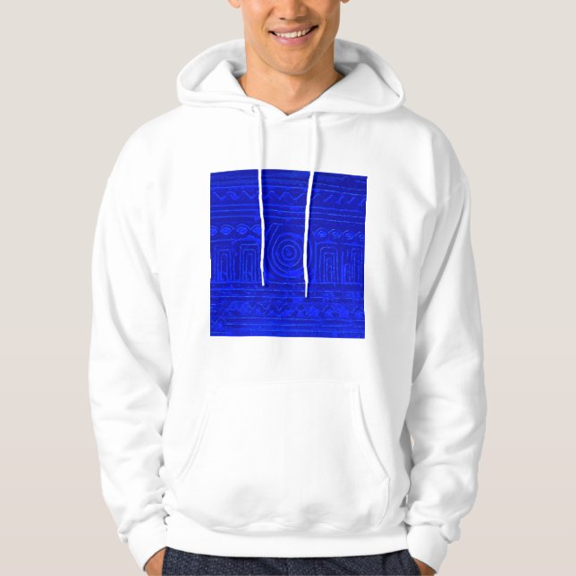 Altes sumerisches Mesopotamian Muster Blau Hoodie (Vorderseite)