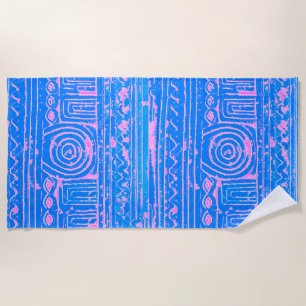 Altes sumerisches Mesopotamian Muster Blau Strandtuch